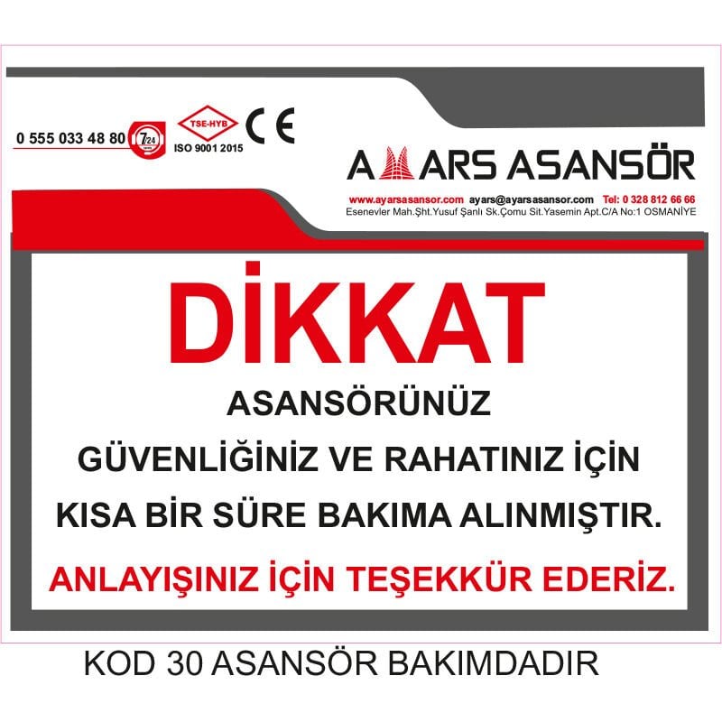 Asansör Etiketleri - Mypromet Etiket